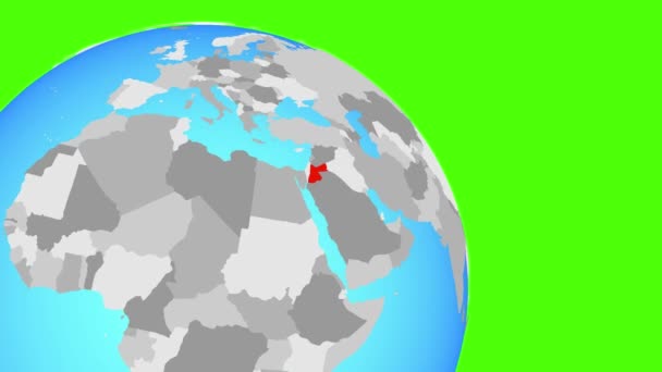 Zooming ke Yordania di bola dunia biru — Stok Video