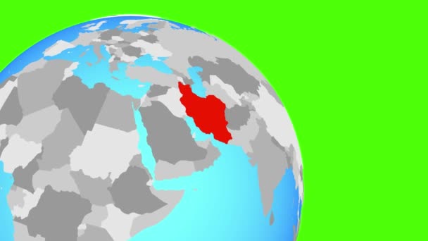 Zbliżenie do Iranu na niebieskiej kuli ziemskiej — Wideo stockowe