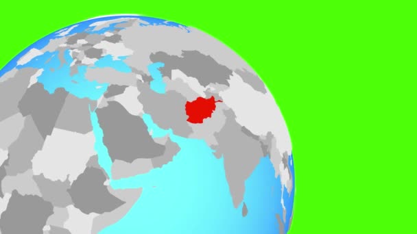 在蓝色的地球上缩放到阿富汗 — 图库视频影像