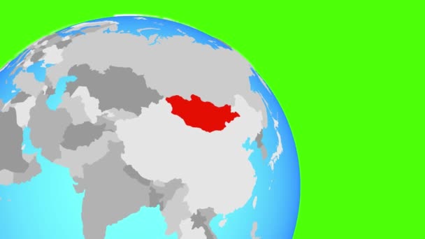 Zoom a Mongolia en globo azul — Vídeos de Stock