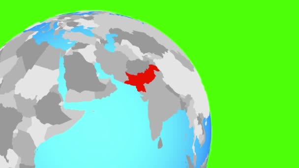 Zoomare in Pakistan sul globo blu — Video Stock