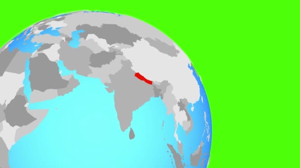 Zoomare in Nepal sul globo blu — Video Stock