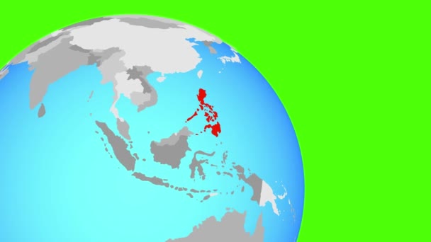 Zoom a Filipinas en globo azul — Vídeo de stock