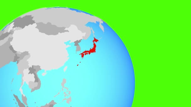 Zooming para o Japão no globo azul — Vídeo de Stock