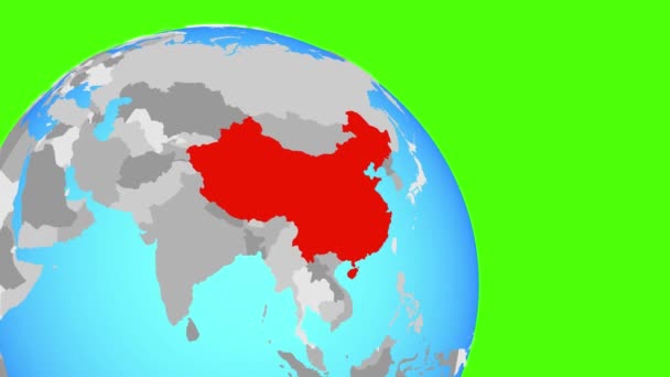 Zooma in i Kina på blå glob — Stockvideo