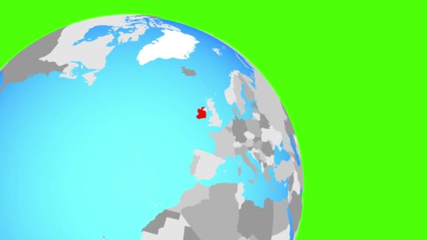 Zooming do Irlandii na niebieskiej kuli ziemskiej — Wideo stockowe