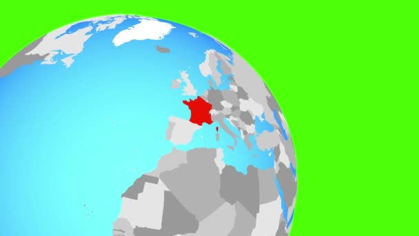 Zoom in Francia sul globo blu — Video Stock