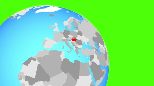 Zoom sur la Hongrie sur le globe bleu — Video