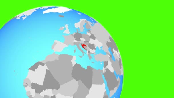 Zooming do Chorwacji na niebieskim globusie — Wideo stockowe