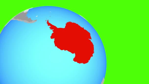 Heranzoomen zur Antarktis auf blauem Globus — Stockvideo