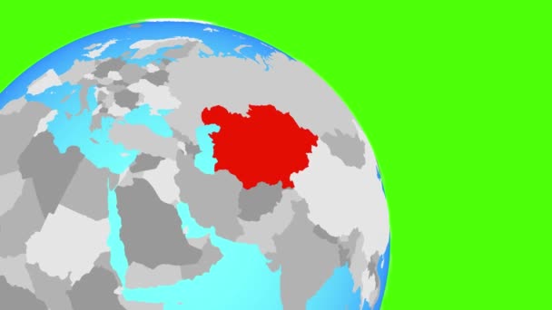 Acercamiento a Asia Central en globo azul — Vídeo de stock