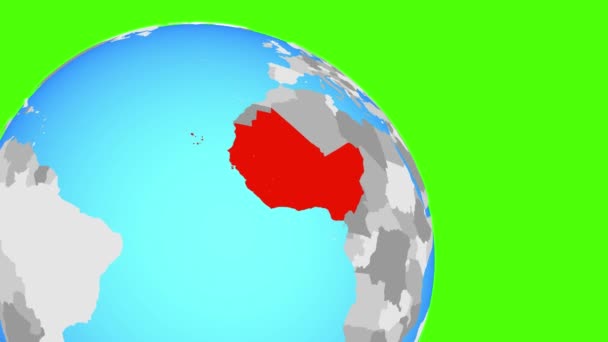 Zooming στη Δυτική Αφρική σε μπλε σφαίρα — Αρχείο Βίντεο