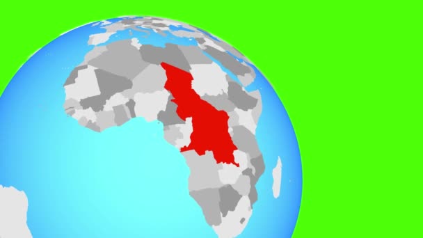 Přiblížení do střední Afriky na modré zeměkouli — Stock video