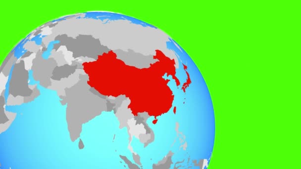 Zooming στην Ανατολική Ασία σε μπλε σφαίρα — Αρχείο Βίντεο