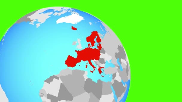 Přibližování členů schengenského prostoru na modré zeměkouli — Stock video