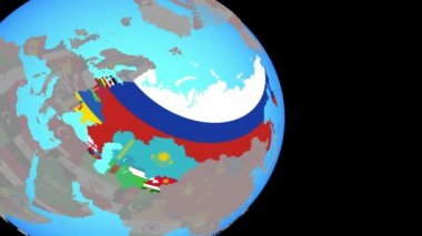 Dünya üzerinde bayrakları olan eski Sovyetler Birliği 'ne yakınlaş