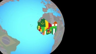 Bayrakları olan Batı Afrika 'ya yakınlaş
