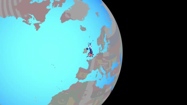 Zoom sulla Scozia con bandiera sul globo — Video Stock