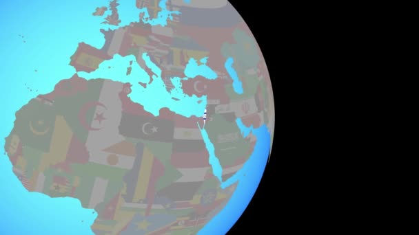 Zoom to Israel with flag on globe — Stock Video