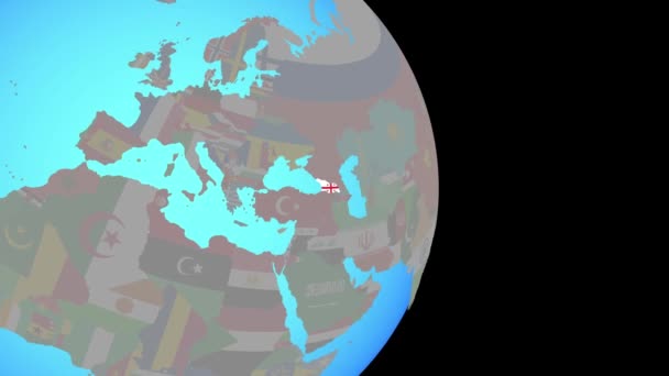 Zoom to Georgia with flag on globe — Stock Video