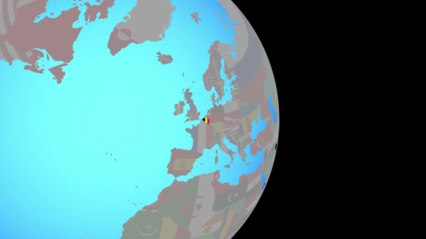 Zoom to Belgium cu steag pe glob — Videoclip de stoc
