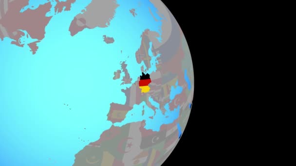 Zoom vers l'Allemagne avec drapeau sur le globe — Video