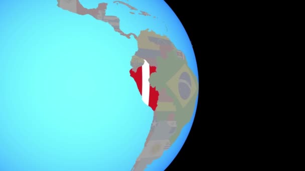 Zoom a Perú con bandera en globo — Vídeo de stock