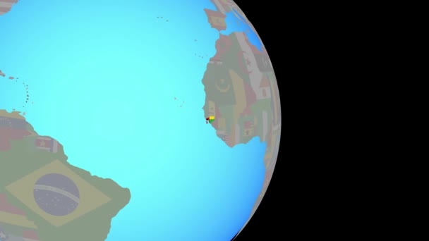 Zoom to Guinea-Bissau with flag on globe — Stock Video
