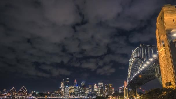 Sydney på natt timelapse — Stockvideo