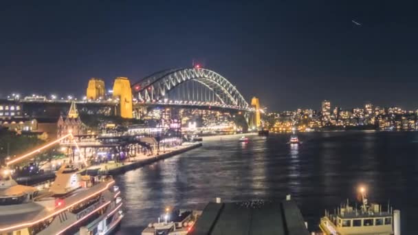 Port de Sydney la nuit — Video