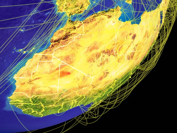Región Del Magreb Desde Espacio Planeta Tierra Con Fronteras Nacionales —  Fotos de Stock