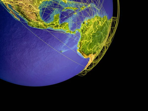 Lateinamerika Aus Dem All Auf Dem Planeten Erde Mit Ländergrenzen — Stockfoto