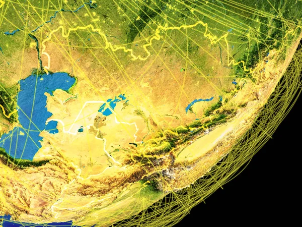 Közép Ázsiai Hely Földön Határain Nemzetközi Kapcsolatok Képviselő Utazás Kommunikáció — Stock Fotó