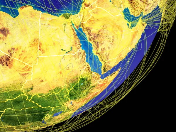 Africa Nordorientale Dallo Spazio Sul Pianeta Terra Con Confini Nazionali — Foto Stock