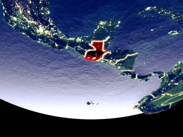 Vista Satelital Guatemala Desde Espacio Por Noche Superficie Del Planeta —  Fotos de Stock