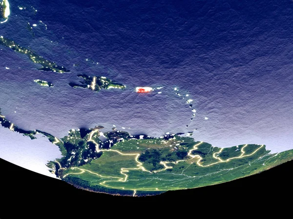 Vista Satélite Porto Rico Espaço Noite Maravilhosamente Detalhada Superfície Planeta — Fotografia de Stock