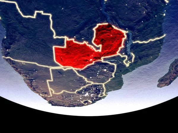 Satellietmening Van Zambia Vanuit Ruimte Nachts Het Oppervlak Van Prachtig — Stockfoto