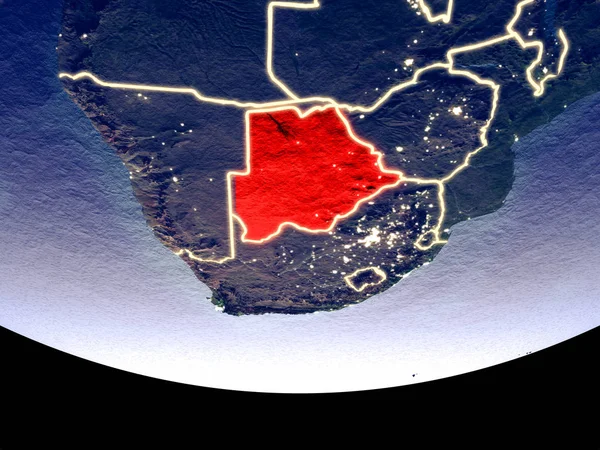 Botsvana Gece Uzaydan Uydu Görüntüsü Güzel Ayrıntılı Plastik Gezegenin Yüzeyi — Stok fotoğraf