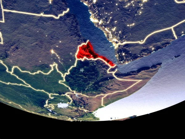 Widok Satelitarny Erytrei Kosmosu Nocy Powierzchni Pięknie Szczegółowe Tworzywa Sztucznego — Zdjęcie stockowe