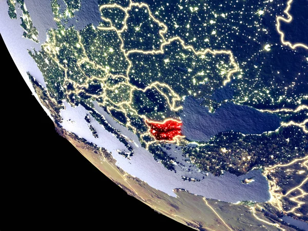 Omloppsbana Över Bulgarien Natten Med Ljusa Stadens Ljus Mycket Detaljerad — Stockfoto