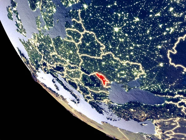 Обзор Орбиты Молдовы Ночью Ярким Городским Освещением Подробная Пластиковая Поверхность — стоковое фото
