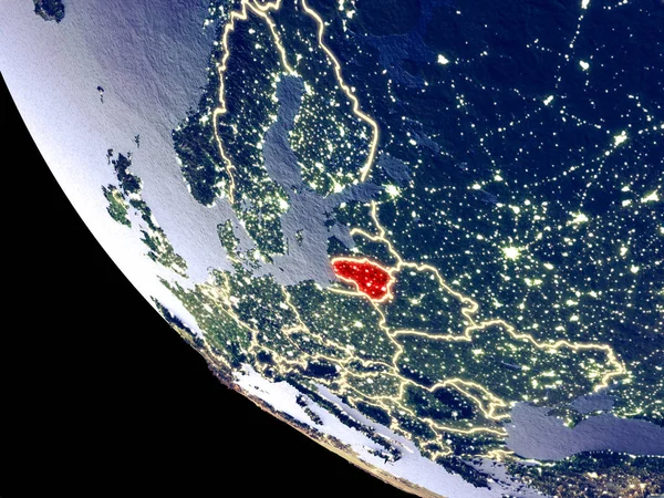 Orbit Pohled Litvy Noci Světlé Město Světel Povrchu Velmi Podrobné — Stock fotografie