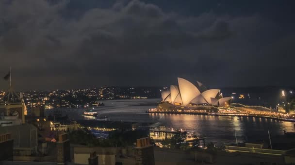 Sydney bij nacht timelapse — Stockvideo