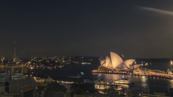 Sydney Opera House bij nacht timelapse — Stockvideo