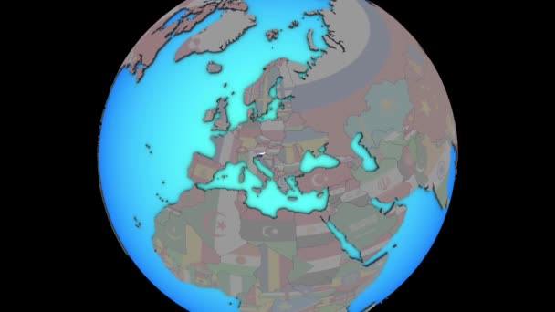 3Dマップ上のフラグを持つスロベニア — ストック動画