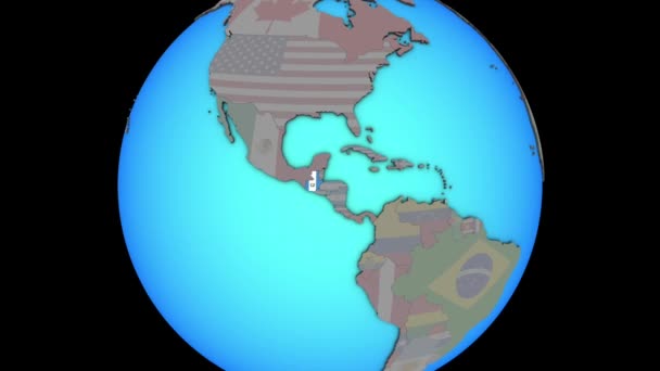 Guatemala med flagga på 3D-karta — Stockvideo