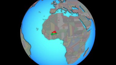 3d haritaüzerinde bayrak ile Burkina Faso