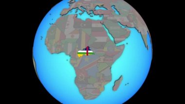 3d haritaüzerinde bayrak ile Orta Afrika