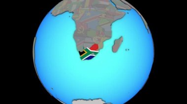 3d haritaüzerinde bayrak ile Güney Afrika