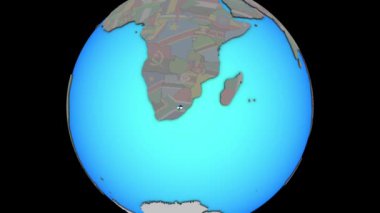 3d haritaüzerinde bayrak ile Lesotho